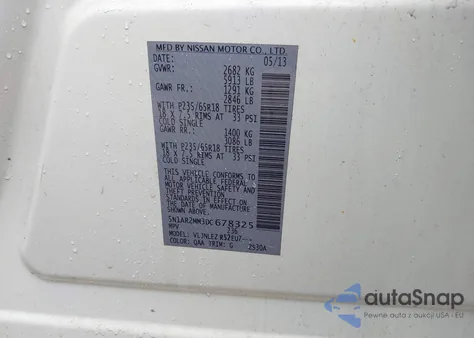 2013 Nissan Pathfinder Sv from USA, damaged, VIN 5N1AR2MM3DC678325